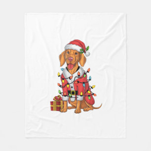 Kerstverlichting Santa Vizsla Hond Kerstmis Fleece Deken