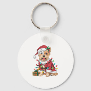 Kerstverlichting Santa Westie Hond Kerstmis Sleutelhanger