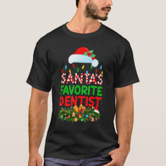 Kerstverlichting Santa's Favoriete Tandarts Kerstm T-shirt