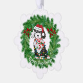 Kerstverlichting Sheepadoodle Sneeuwvlok Ornament Kaart (Links)