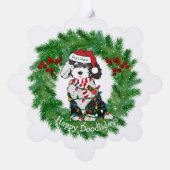 Kerstverlichting Sheepadoodle Sneeuwvlok Ornament Kaart (Achterkant)