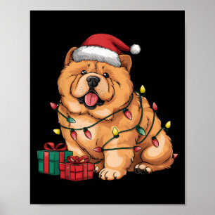 Kerstverlichting Sinterklaas Hoed Chow Chow Hond K Poster