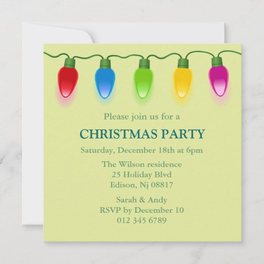 Kerstverlichting Uitnodiging voor feestdagen (Voorkant)