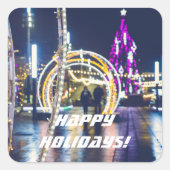 kerstverlichting vierkante sticker (Voorkant)