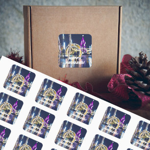 kerstverlichting vierkante sticker