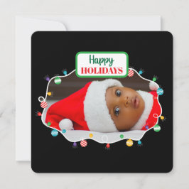 Kerstverlichting (voeg je eigen foto toe), vakanti feestdagenkaart