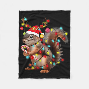 Kerstverlichting voor eekhoorns Grappig Xmas Eekho Fleece Deken