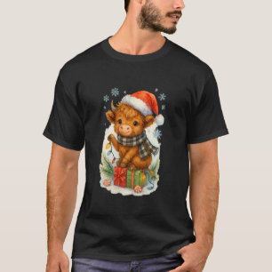 Kerstverlichting voor Highland Koe met Muts van Ke T-shirt