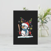 kerstverlichting voor honkbal Snowman Ball Kaart (Staand voorkant)