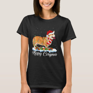 Kerstverlichting Vrolijk Corgmas Corgi Kerstmis T-shirt
