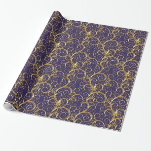 Kerstverpakken papier-Majesteit Golden Swirls Cadeaupapier