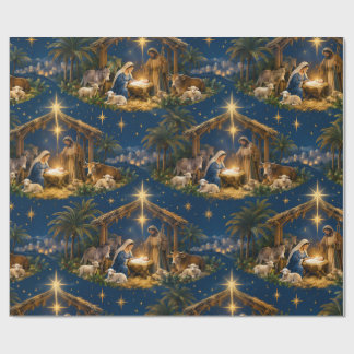 Kerstverpakkings papier met geboortescène