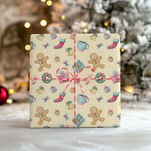 Kerstverpakkings papier met gemberkoek thema