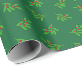 Kerstverpakkings papier met Merry Holly & Berry