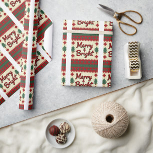 Kerstverpakkings papier met retro lelijke kerst ui
