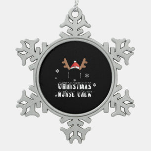 Kerstverpleegkundige, rendierbaars, CNA-verpleegst Tin Sneeuwvlok Ornament