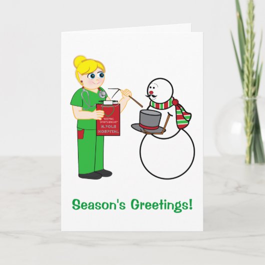 Kerstverpleegkundige waardering feestdagen kaart (Voorkant)