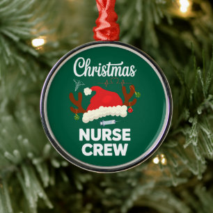 Kerstverpleegster Bemanning Kerstman Hoed Xmas Metalen Ornament
