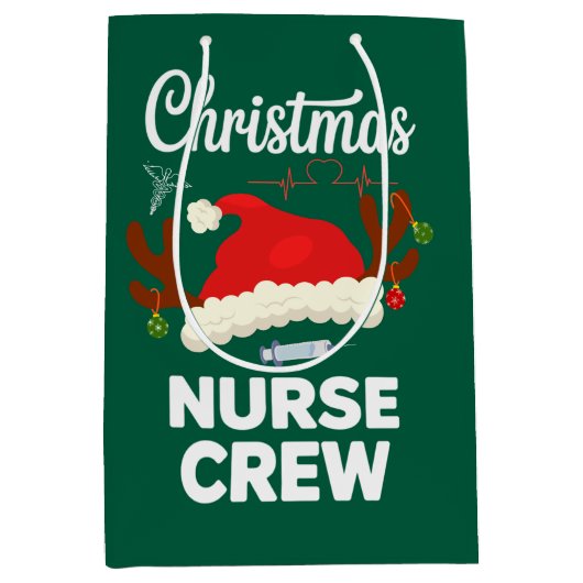 Kerstverpleegster Crew Santa Hat Kerstmis Medium Cadeauzakje (Voorkant)