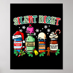 Kerstverpleegster Stille Nacht Propofol Xmas Scrub Poster