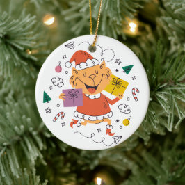 Kerstversiering 2 gezichten keramisch ornament