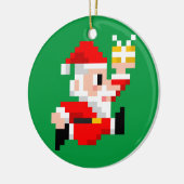 kerstversiering: 8-bits Santa Claus (blauw) Keramisch Ornament (Links)