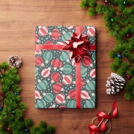 Kerstversiering Baubles rood groen Cadeaupapier