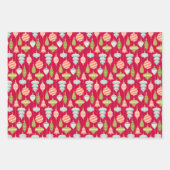 Kerstversiering, bogen en kerstman in rood inpakpapier vel (Voorkant)