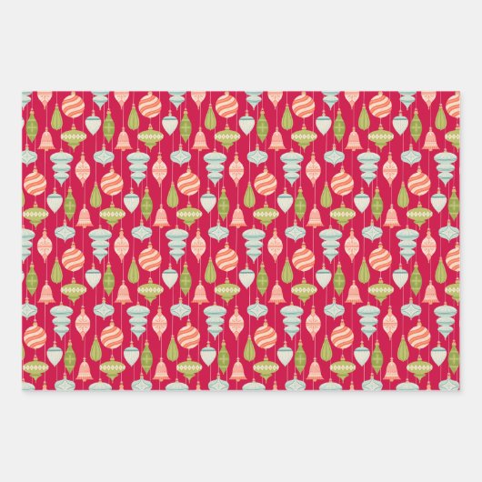 Kerstversiering, bogen en kerstman in rood inpakpapier vel (Voorkant)