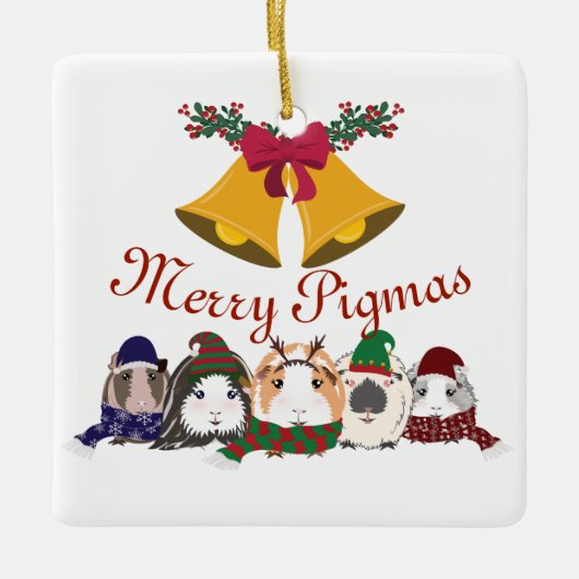 Kerstversiering Cavia's Keramisch Ornament (Voorkant)