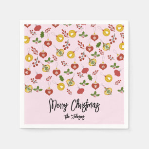 kerstversiering Festive Greenery Pink Servet