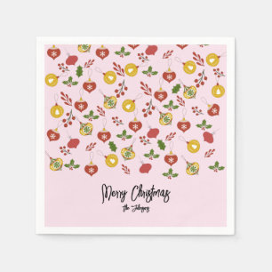 kerstversiering Festive Greenery Pink Servet