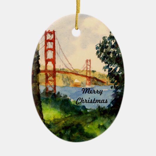 Kerstversiering Golden Gate Bridge Keramisch Ornament (Voorkant)