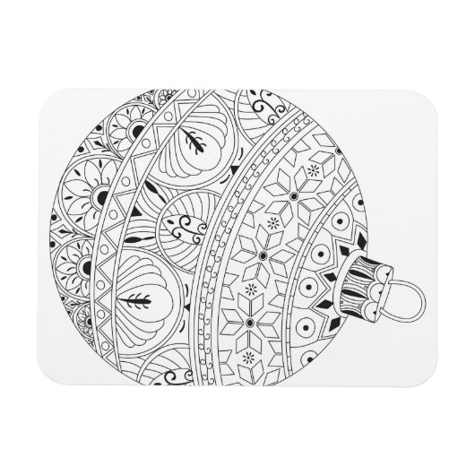 Kerstversiering in zwart-wit magneet (Horizontaal)