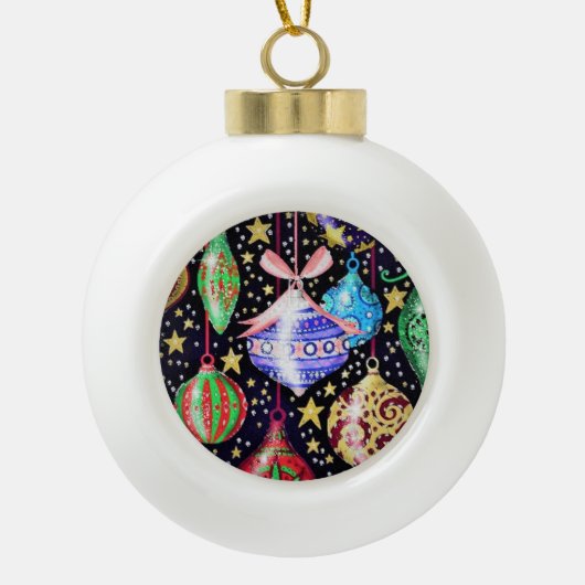 kerstversiering keramische bal ornament (Voorkant)
