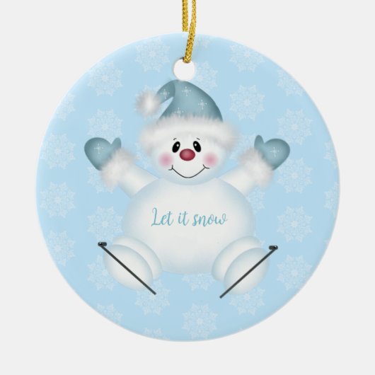 kerstversiering laat het sneeuwsneeuwman keramisch ornament (Voorkant)