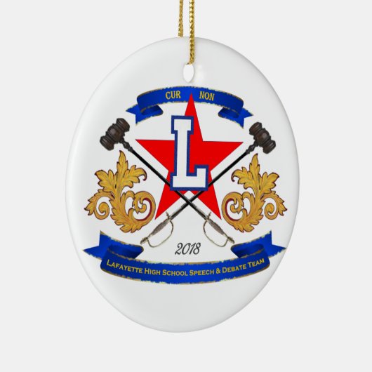 Kerstversiering Lafayette: Toespraak en debatteam Keramisch Ornament (Rechts)