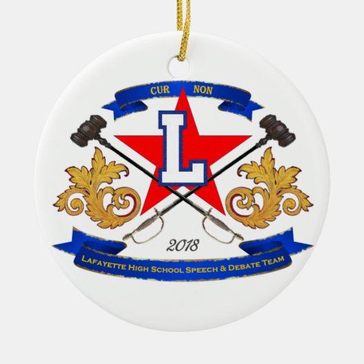 Kerstversiering Lafayette: Toespraak en debatteam Keramisch Ornament (Voorkant)