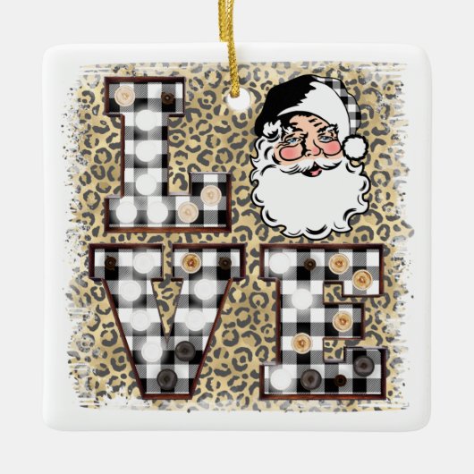 Kerstversiering!  Leopard Santa Claus Love  Keramisch Ornament (Voorkant)