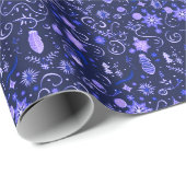 Kerstversiering Lichten Bloemen Paarse Kerst Cadeaupapier (Rol Hoek)