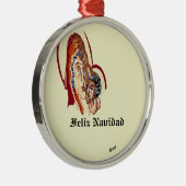 Kerstversiering: Maagd Maria met Jezus Christus Metalen Ornament (Rechts)