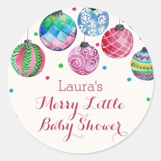 kerstversiering Merry Little Baby shower Ronde Sticker (Voorkant)
