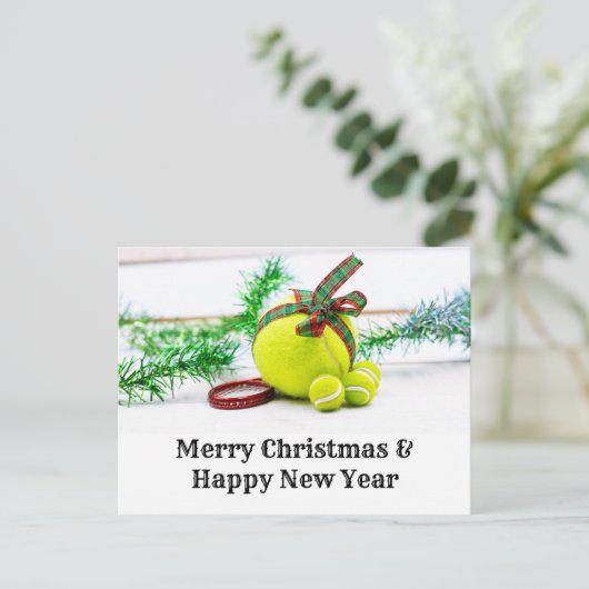 kerstversiering met bal en lint briefkaart (Staand voorkant)