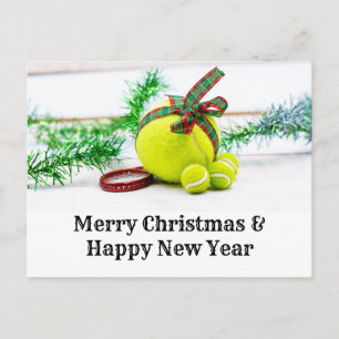 kerstversiering met bal en lint briefkaart