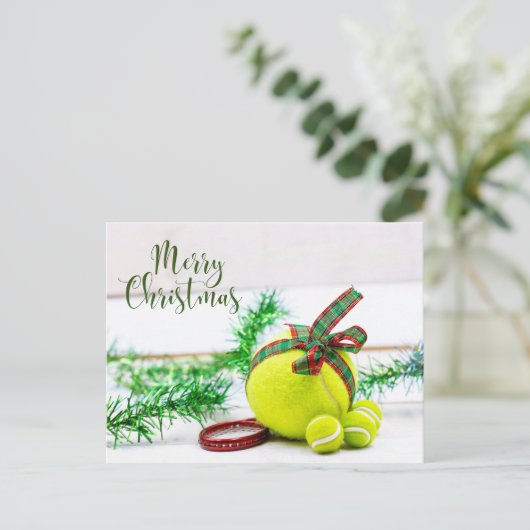 kerstversiering met bal en lint feestdagenkaart (Staand voorkant)