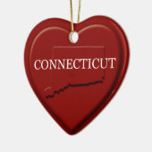 Kerstversiering met Connecticut Heart Map Keramisch Ornament (Links)