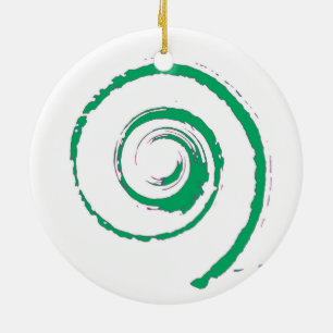 Kerstversiering met een groene draai keramisch ornament