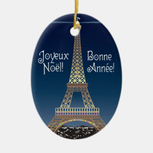 kerstversiering met Eiffeltoren Keramisch Ornament