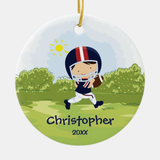 kerstversiering met Football Player Keramisch Ornament (Voorkant)