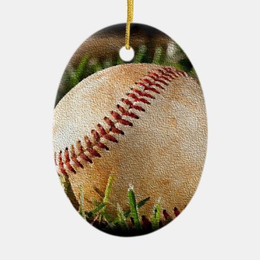 kerstversiering met honkbal keramisch ornament (Voorkant)